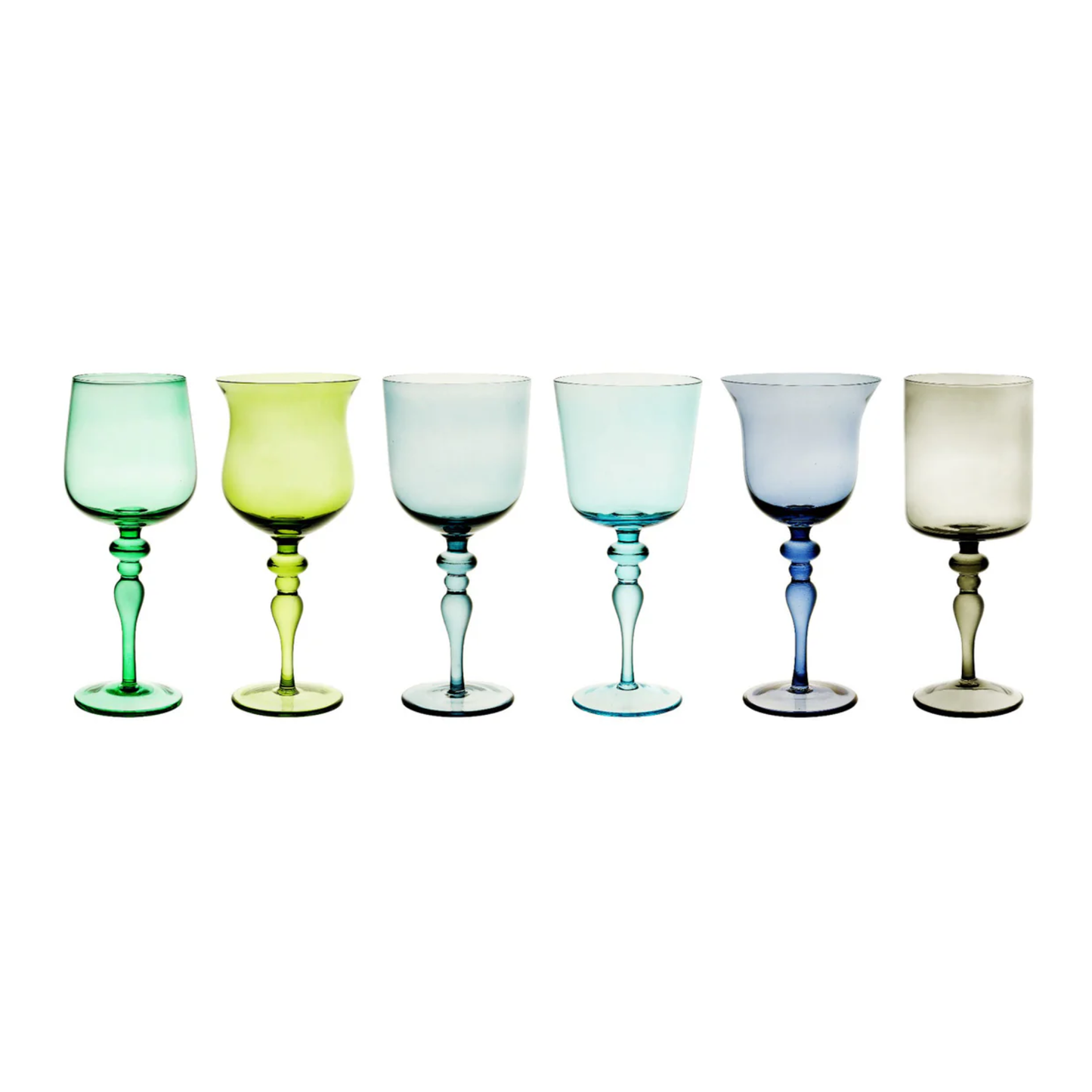BITOSSI HOME - Set 6 calici stelo nuance blu/verde
