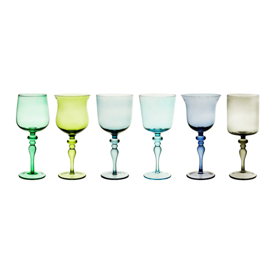 BITOSSI HOME - Set 6 calici stelo nuance blu/verde