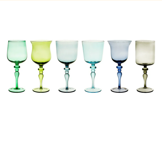 BITOSSI HOME - Set 6 calici stelo nuance blu/verde