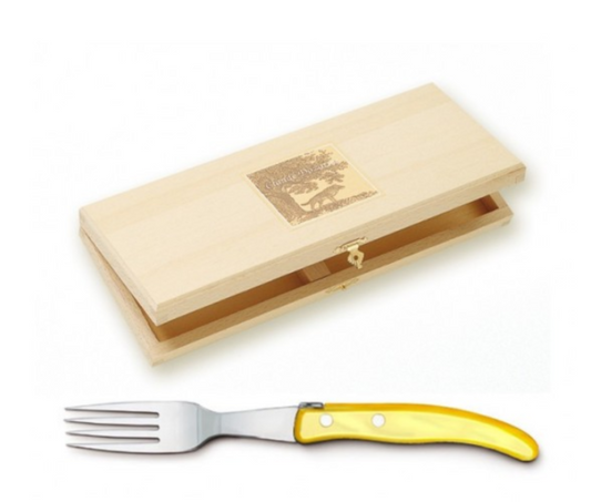 CLAUDE DOZORME - Coffret 6 fourchettes steak Jaune
