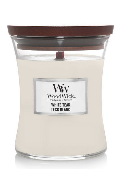 WOODWICK - MEDIUM HOURGLASS WHITE TEAK